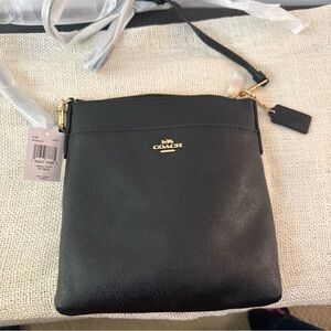 Coach Black Leather Crossbody Bag with Gold Hardware